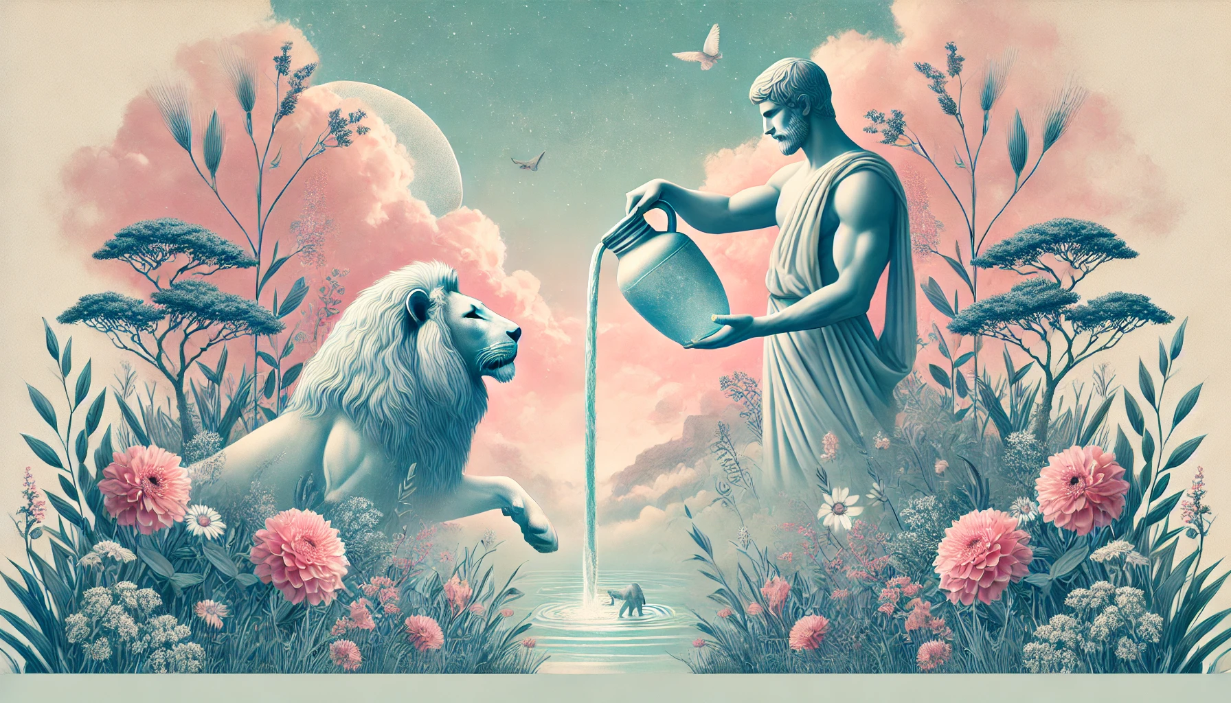 Le lion avec le verseau